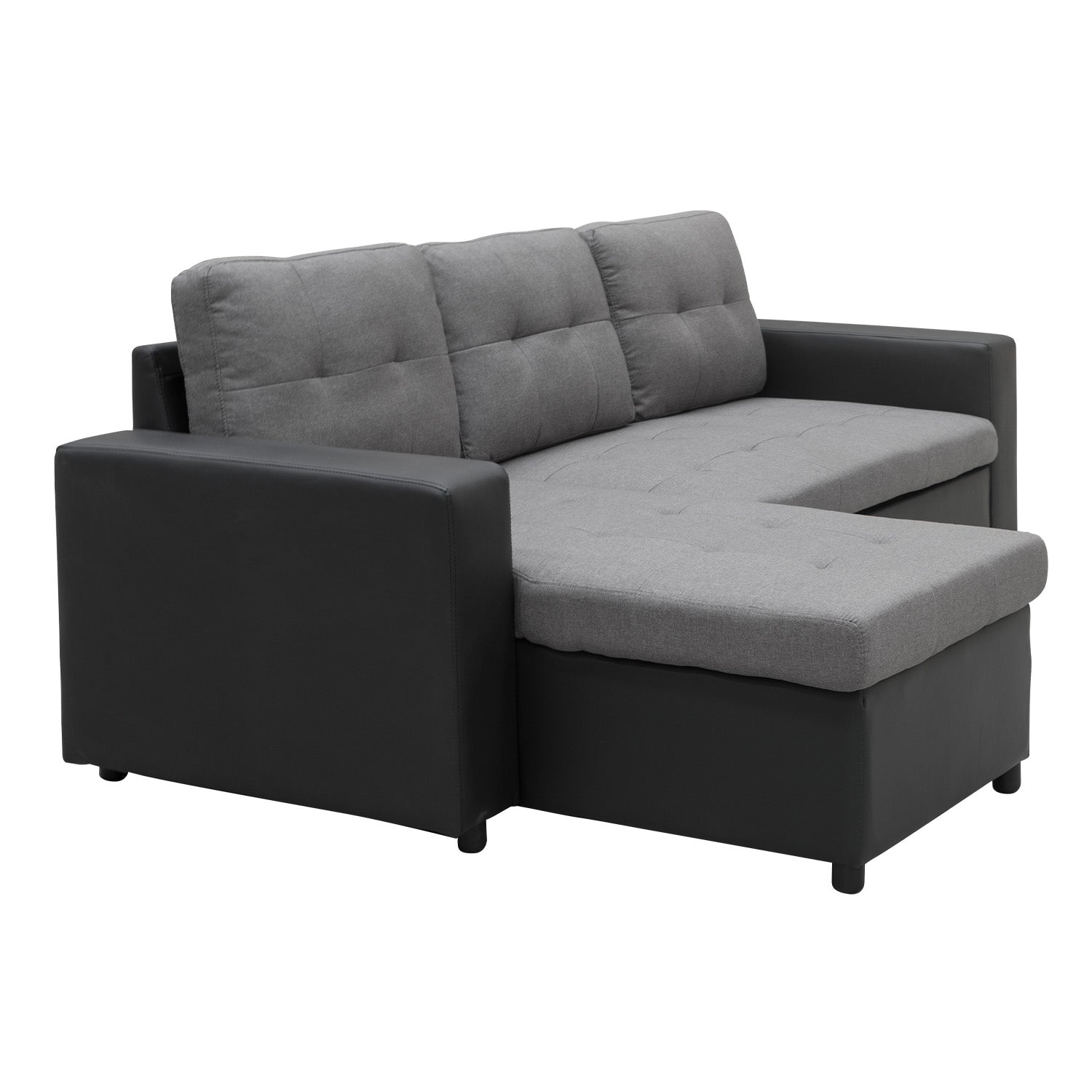 NNEDPE 3-Seater Corner Sofa Bed Storage Lounge Chaise Couch Grey