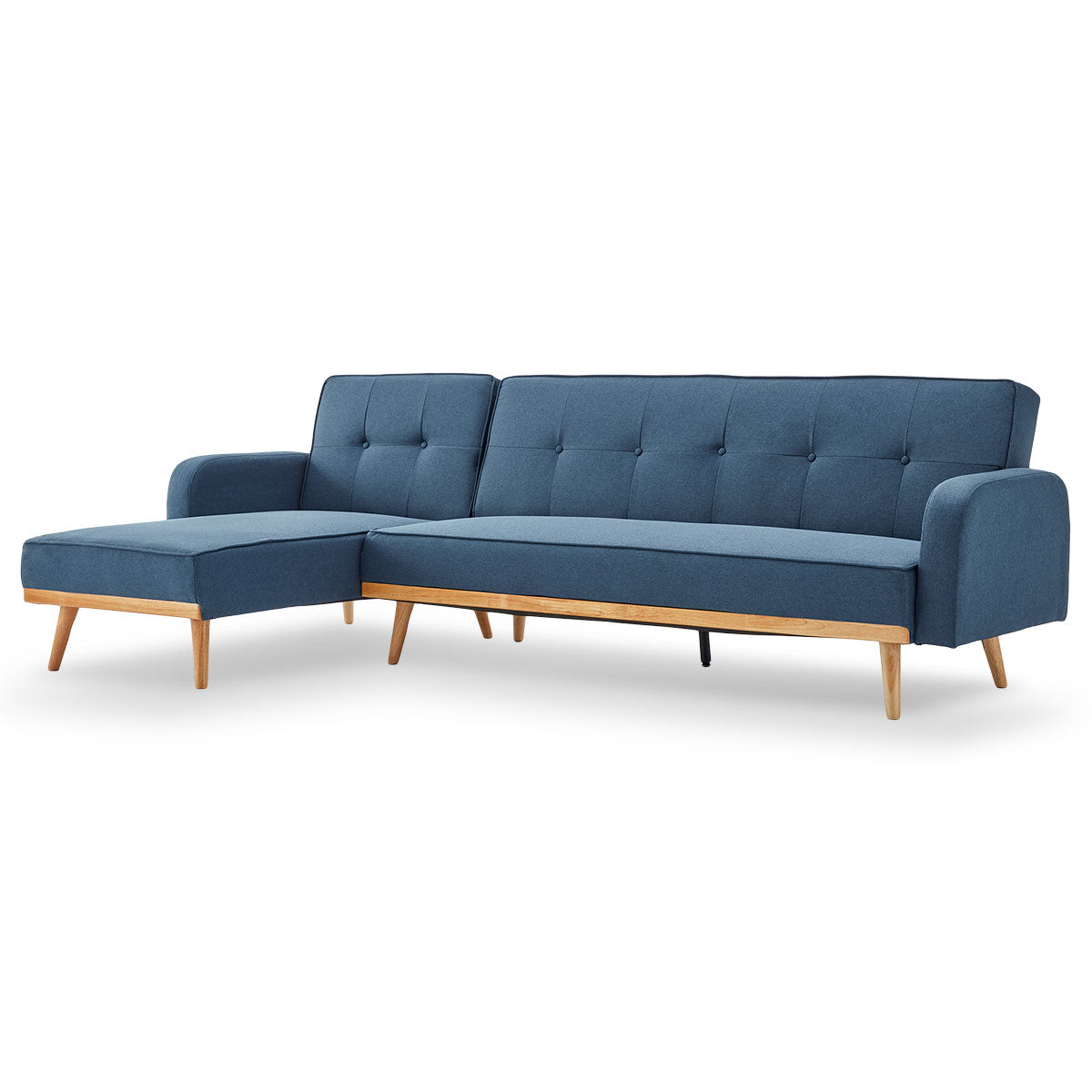 NNEDPE Sarantino 3-Seater Corner Sofa Bed with Chaise Lounge - Blue